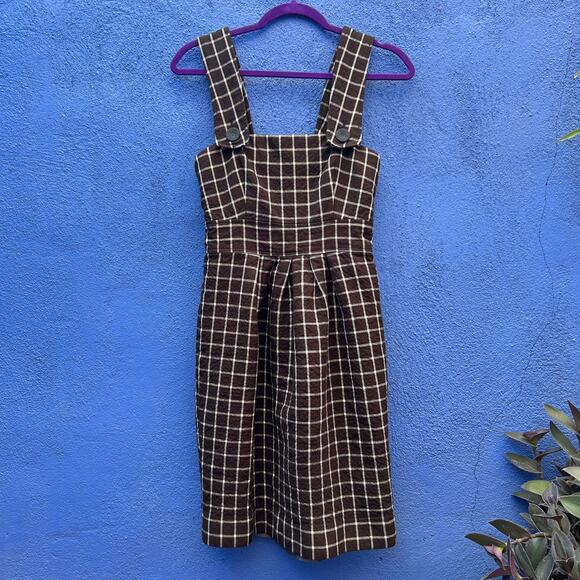 orla kiely convertible plaid wool blend shift dress - Picture 1 of 6